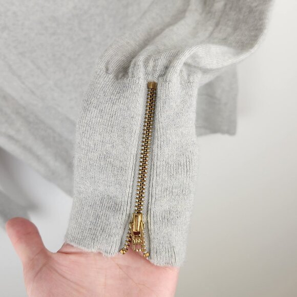 J. Crew 100% Merino Wool Gray Ruffled Tippi Turtleneck Sweater sz S Flawed - Picture 4 of 10